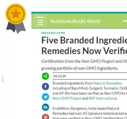 five branded ingredients from natural remedies now verified Non-GMO